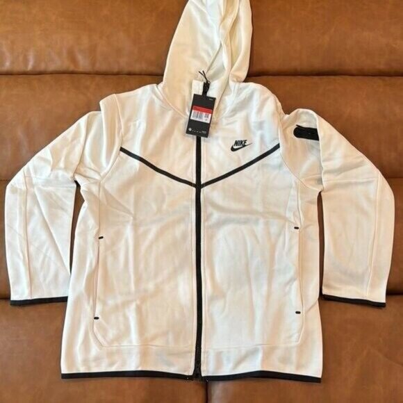 Nike Tech Fleece White Jacket SS24 Zip-Up for Men Size Large - Picture 1 of 2